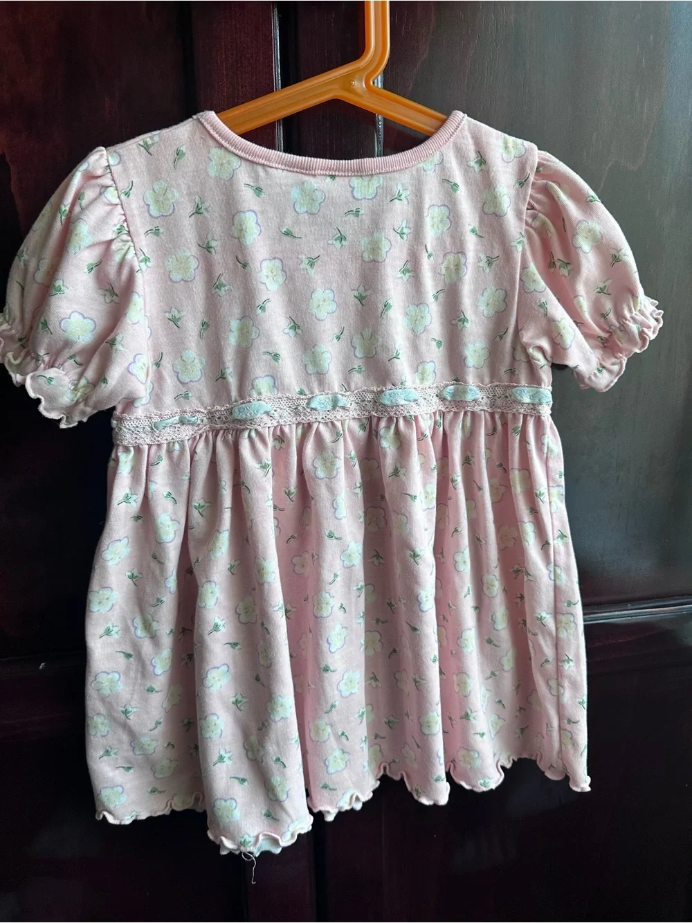 Vintage Pink Floral Short Sleeve Girls' Shirt Dress